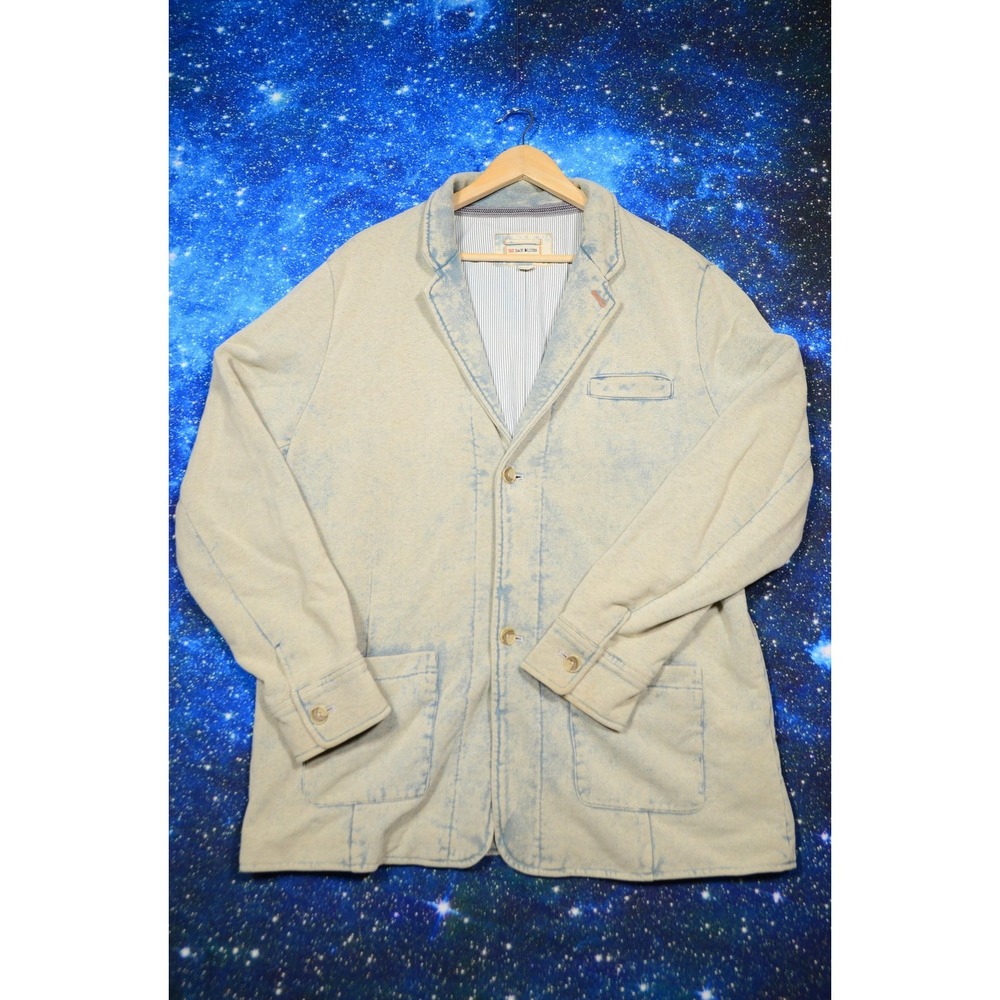 32 Bar Blues Blazer Mens XL Beige Knit Jersey Casual Unstructured Stretch